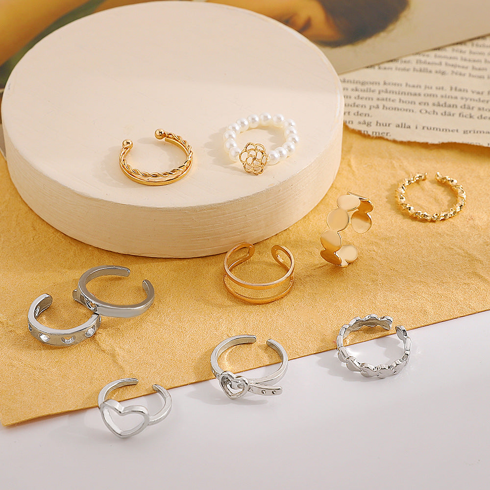 Wholesale love hollow butterfly ancient silver joint ring