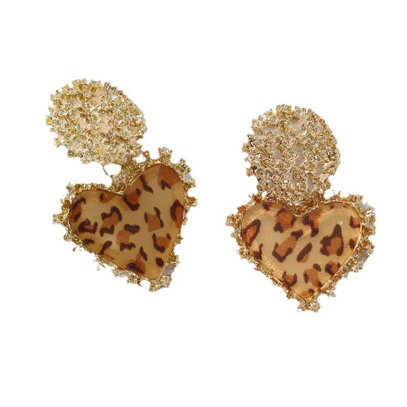 Wholesale Heart Leopard Print Earrings ACC-ES-NZ003