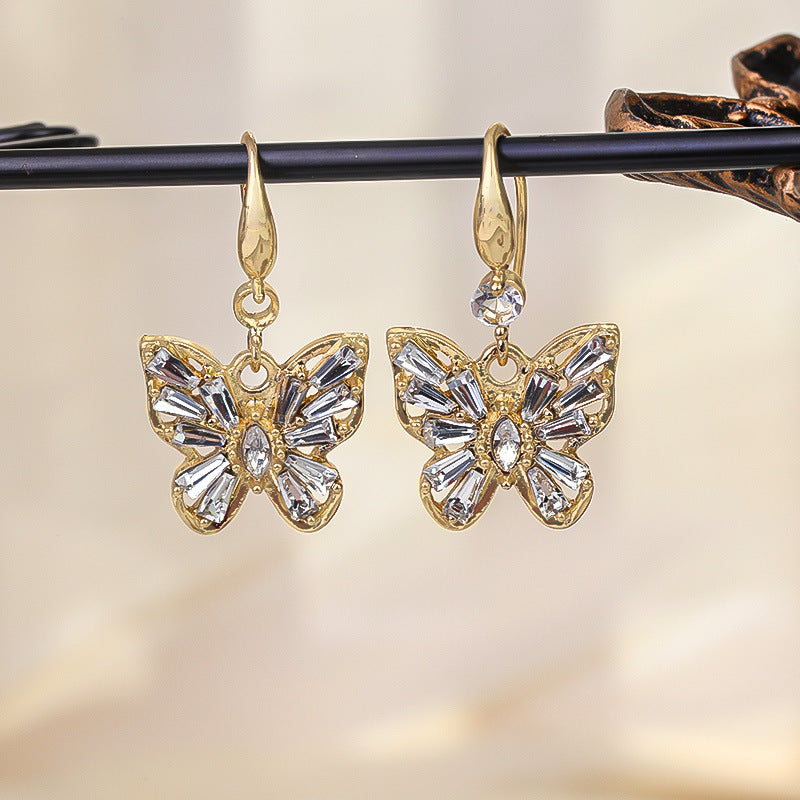 Wholesale Light Luxury Diamond Hollow Butterfly Earrings ACC-ES-RuLong013