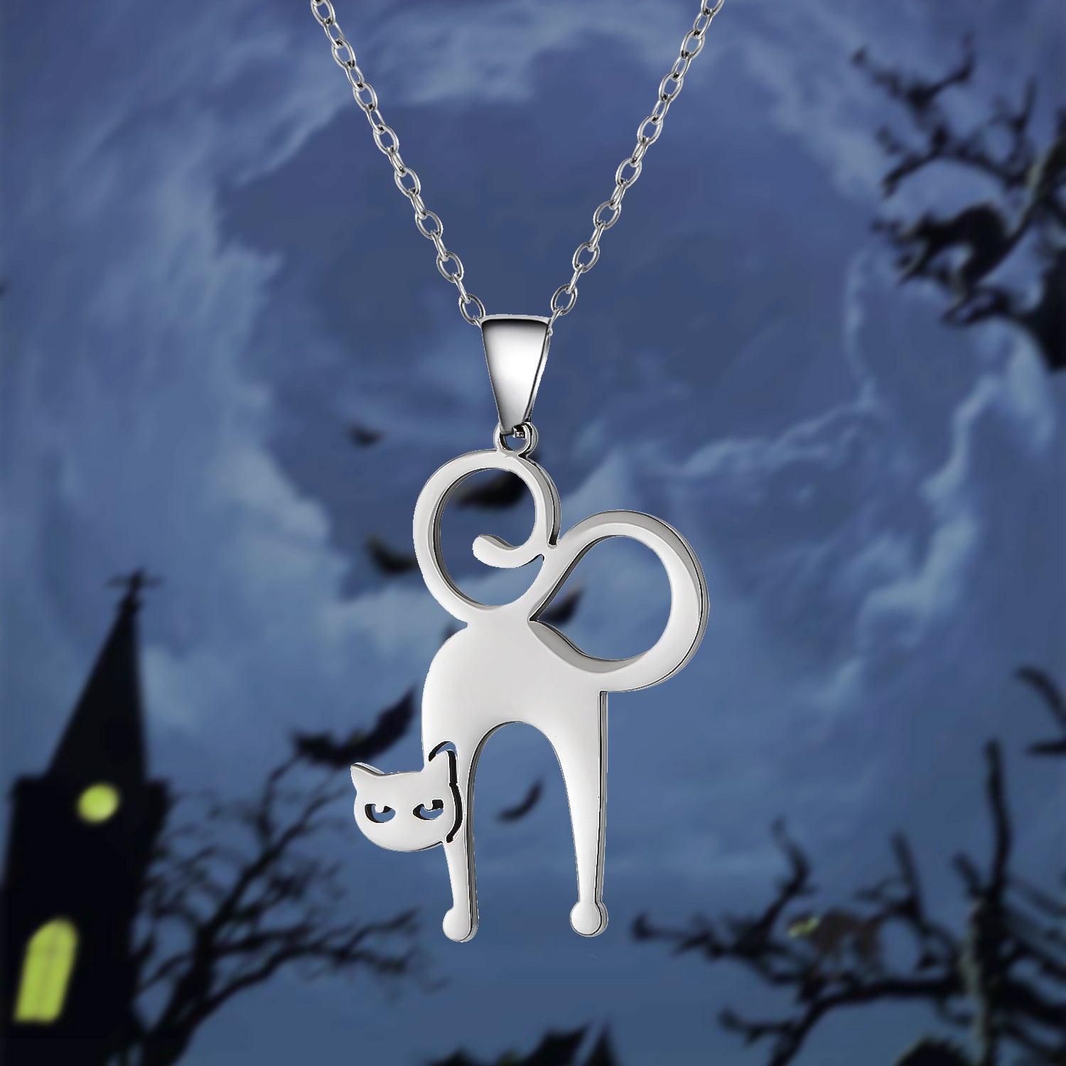 Wholesale Halloween stainless steel pumpkin spider necklace