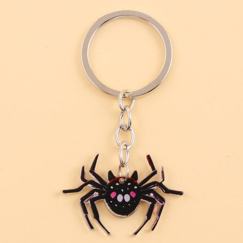 Wholesale Halloween series contrast color spider ghost bat acrylic cartoon keychain