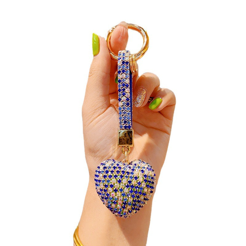 Wholesale Light Luxury Love Heart Tassel Keychain with Czech Crystal - Fashion Accessory,  Bag Charm