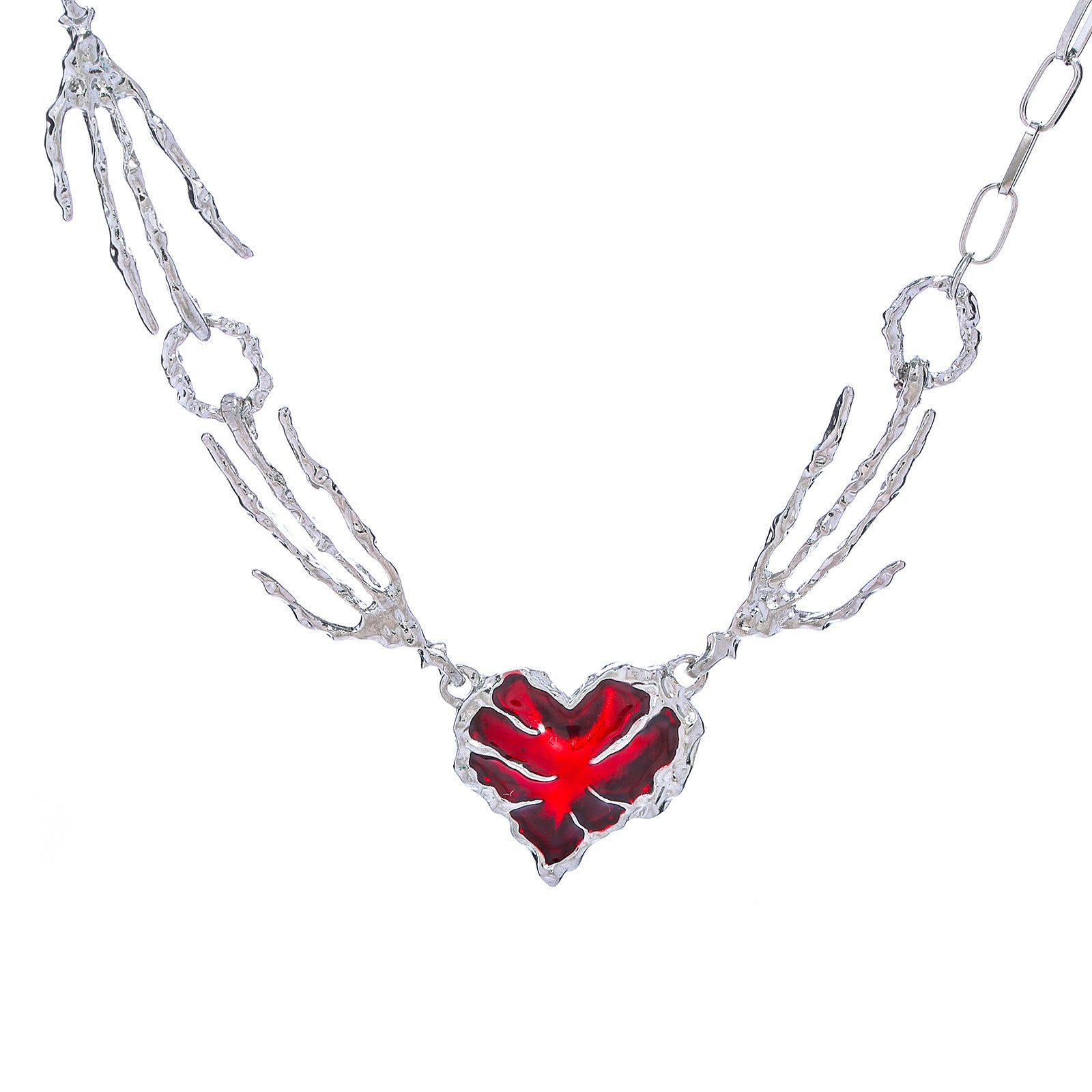 Wholesale ghost claw stitching red heart necklace