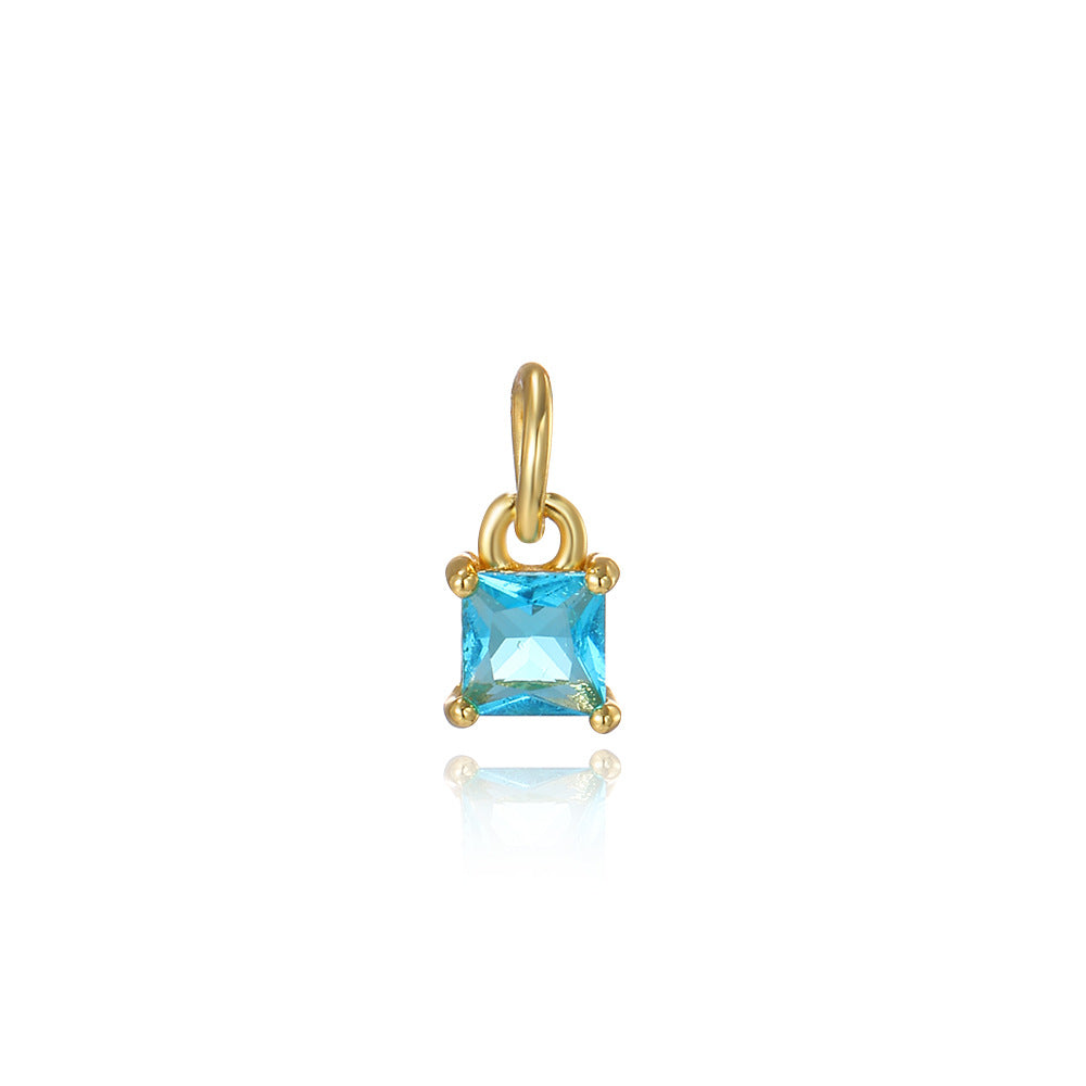Wholesale Geometric square colored zircon small pendant