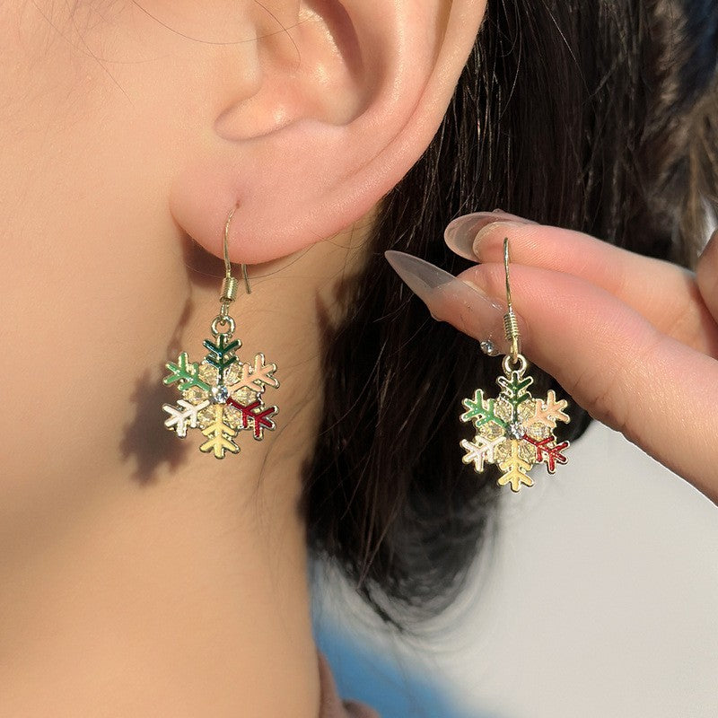 Wholesale Christmas Heart Rainbow Snowflake  Earrings
