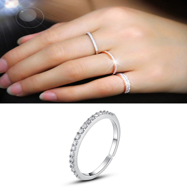 Wholesale 925 Sterling Silver Fine Row Diamond Ring