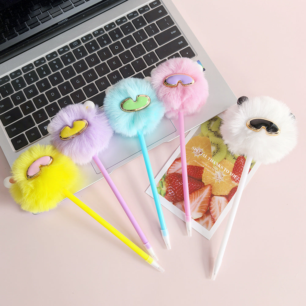 Wholesale glasses rabbit cute plush ballpoint pen