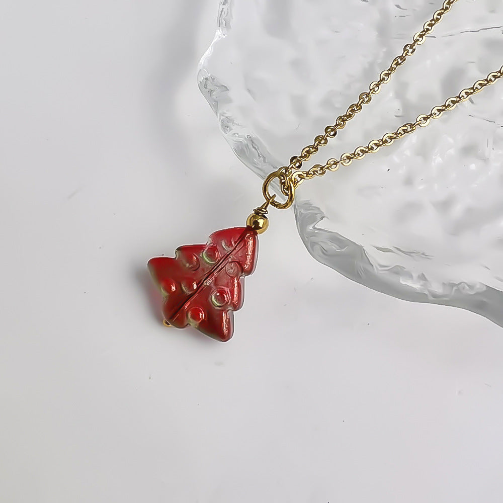 Wholesale Colorful Glass Tree Pendant Stainless Steel Necklaces ACC-NE-Youbi010