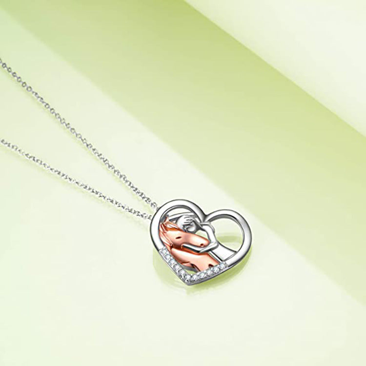 Wholesale  fashion heart-shaped necklace  two-color pendant rose gold jewelry