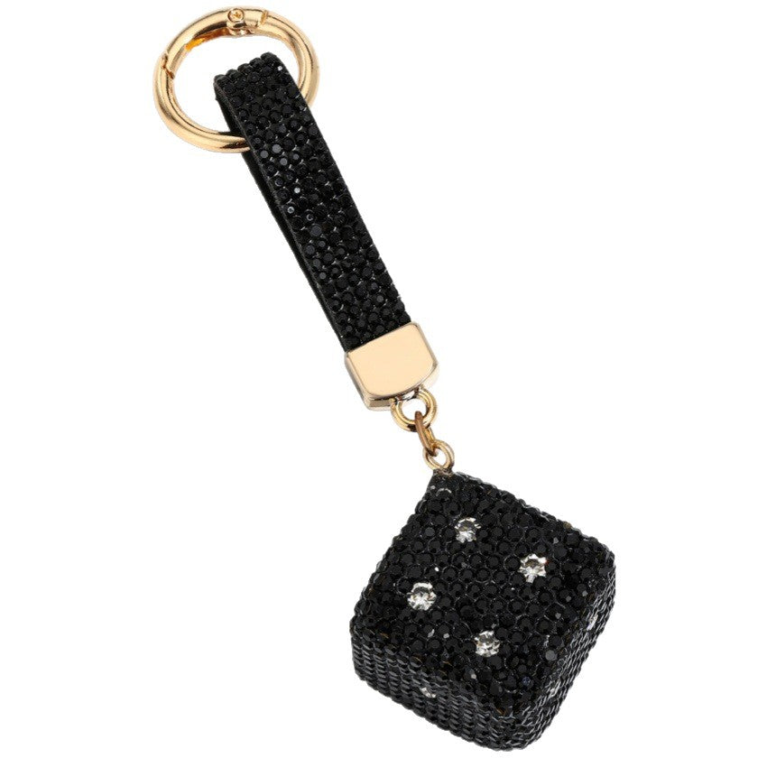 Wholesale Trendy Blue Resin Dice Keychain Pendant Chic Square Jeweled Charm For Bag Or Car Keys Boutique Gift Accessory