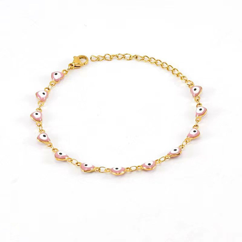 Wholesale 18K Titanium Steel Evil Eye Stainless Steel Heart Bracelet Necklaces ACC-BT-Zhongy004