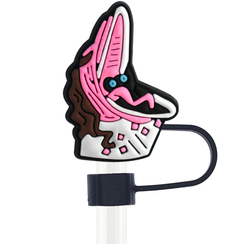 Wholesale Random 100pcs Dark Style 10mm PVC Soft Straw Tube Cap ACC-SCR-RYY100