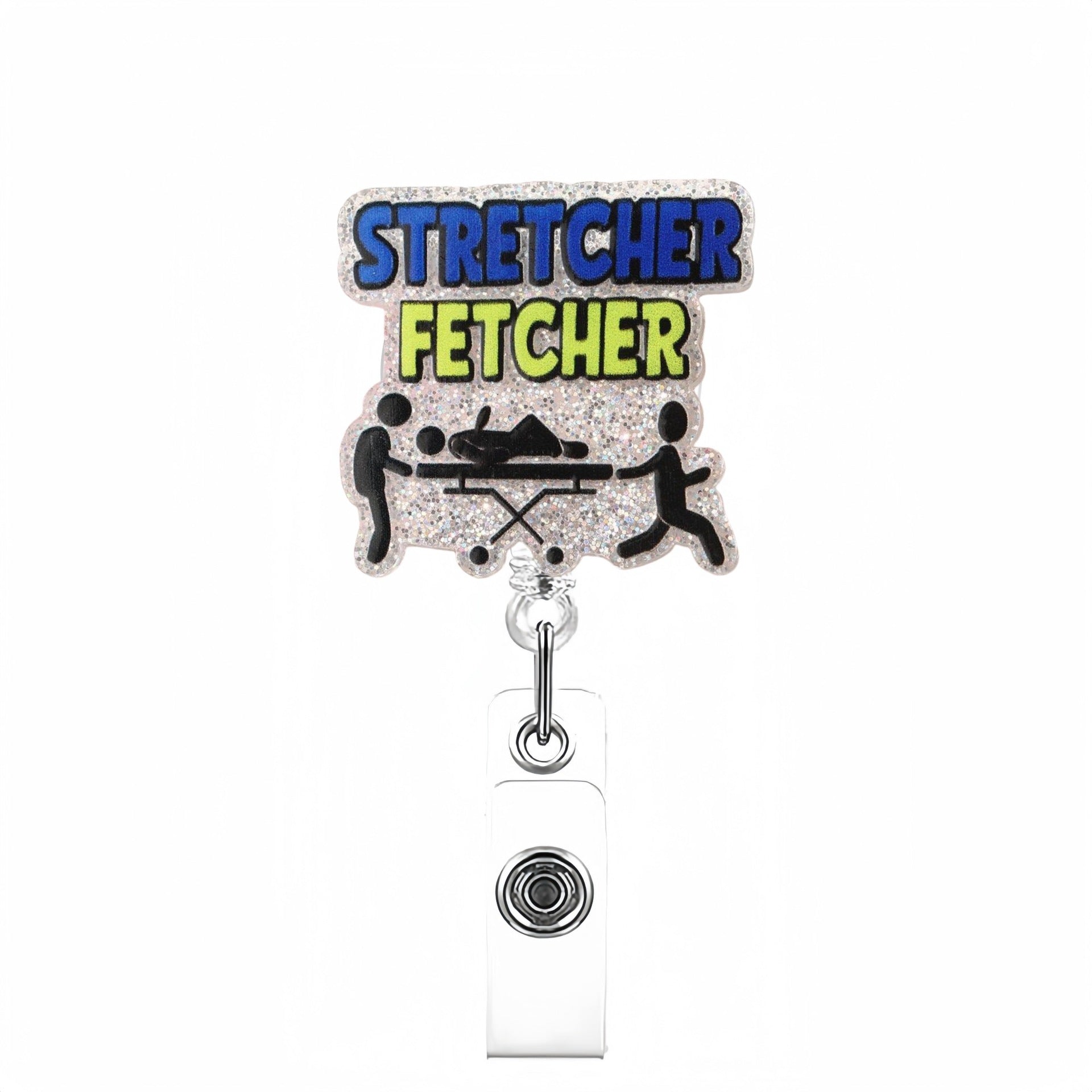 Wholesale Humorous and interesting short phrase acrylic Retractable Rotating Badge Keychain