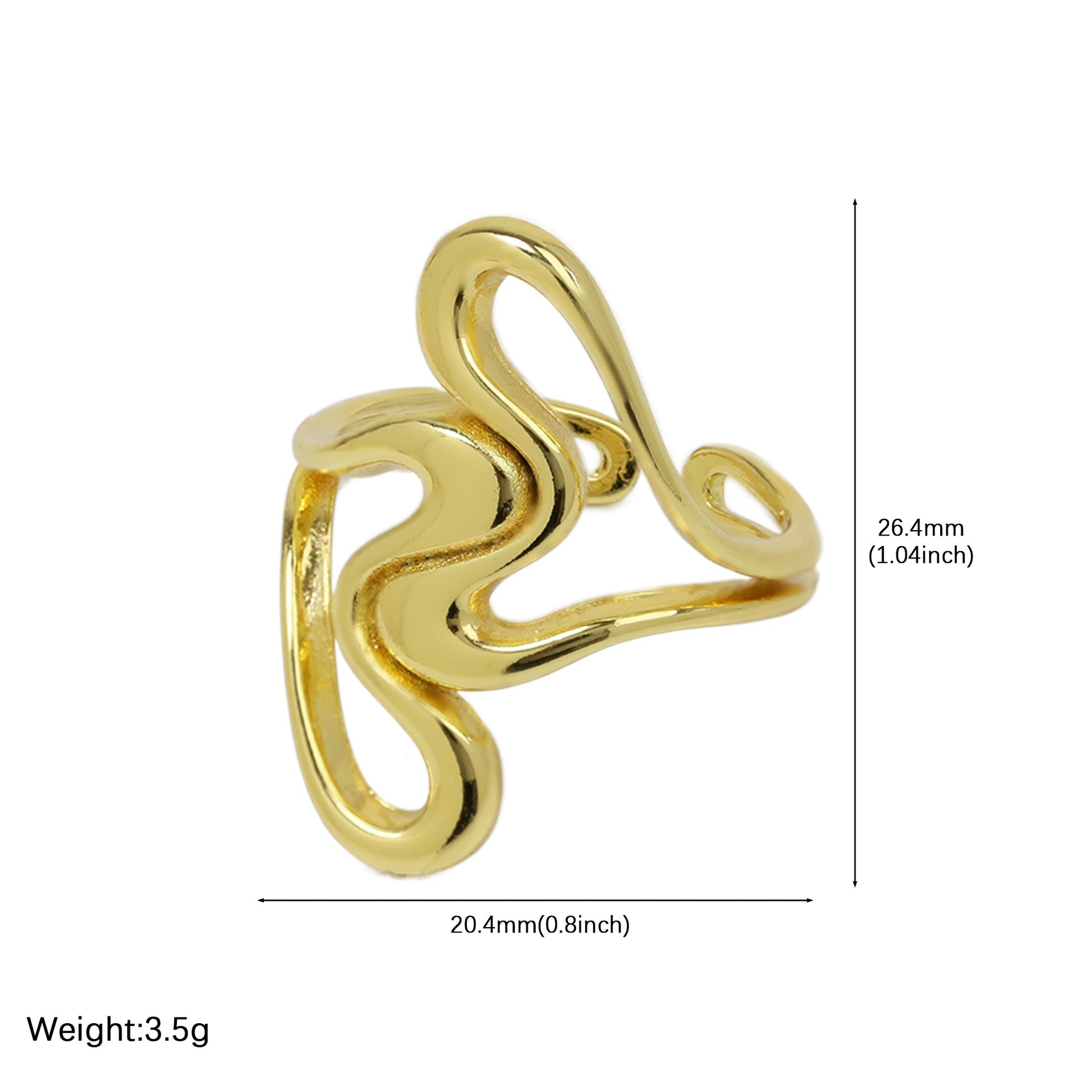 Wholesale Light luxury brass two-tone gold and silver heart-shaped open ring