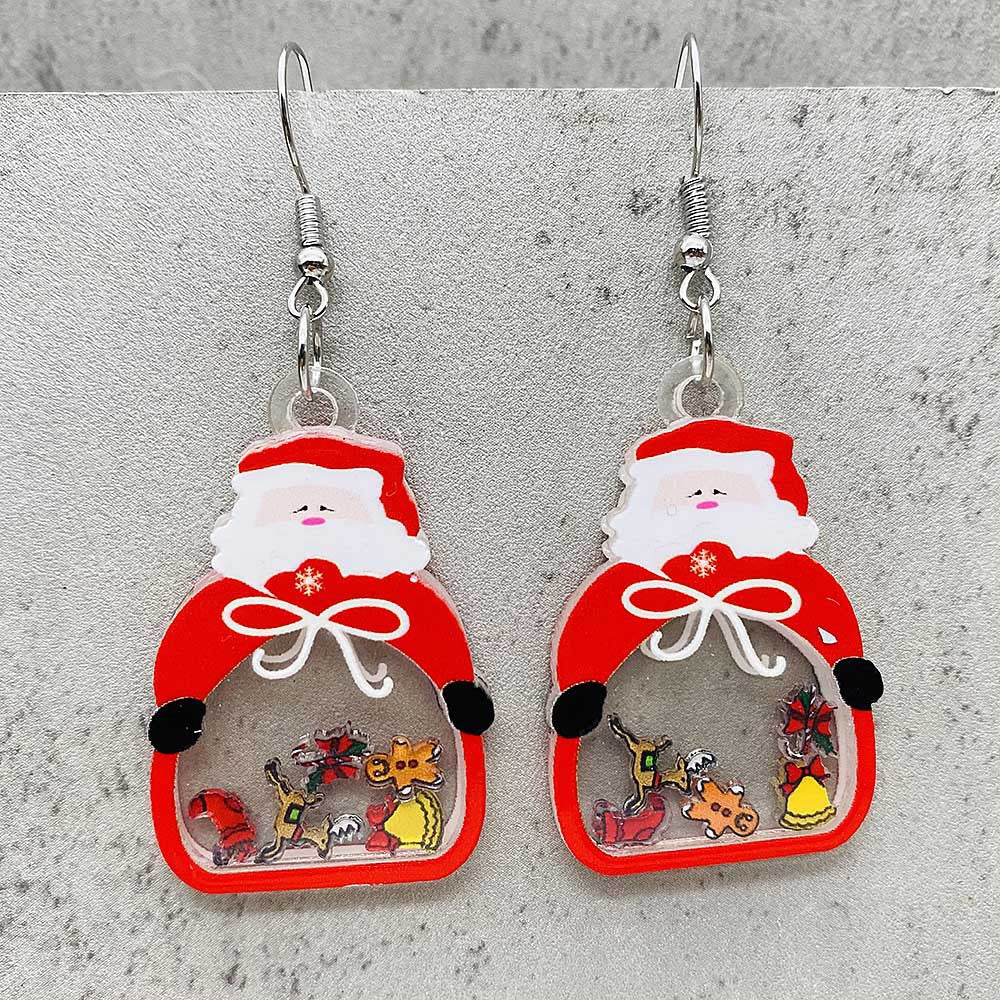 Wholesale  Christmas Earrings Tree Snowman Elk Shaker Acrylic Earrings