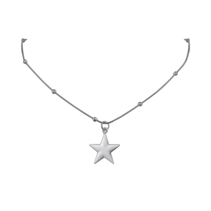 Wholesale titanium steel five-pointed star clip bead necklace