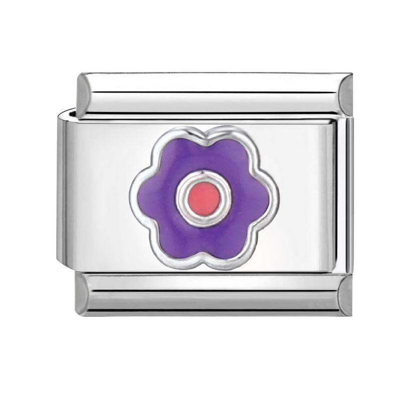 Wholesale Italian modular bracelet 9mm DIY splicing detachable flower series stainless steel combinable bracelet