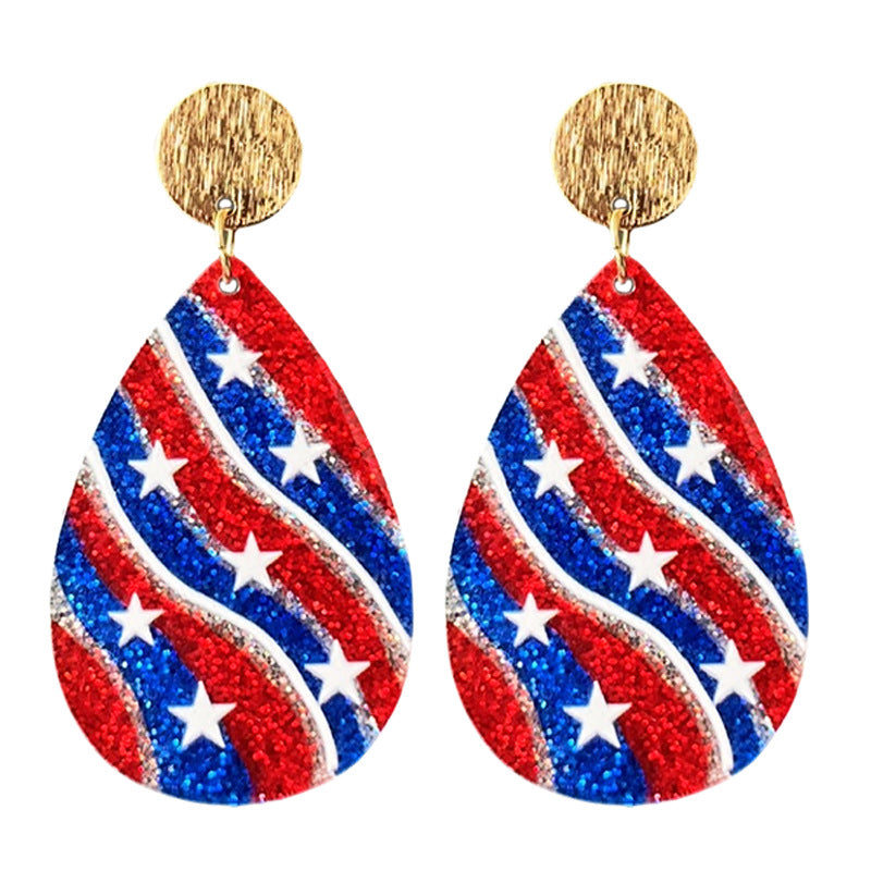 Wholesale American Independence Day metal sparkling acrylic fireworks love earrings