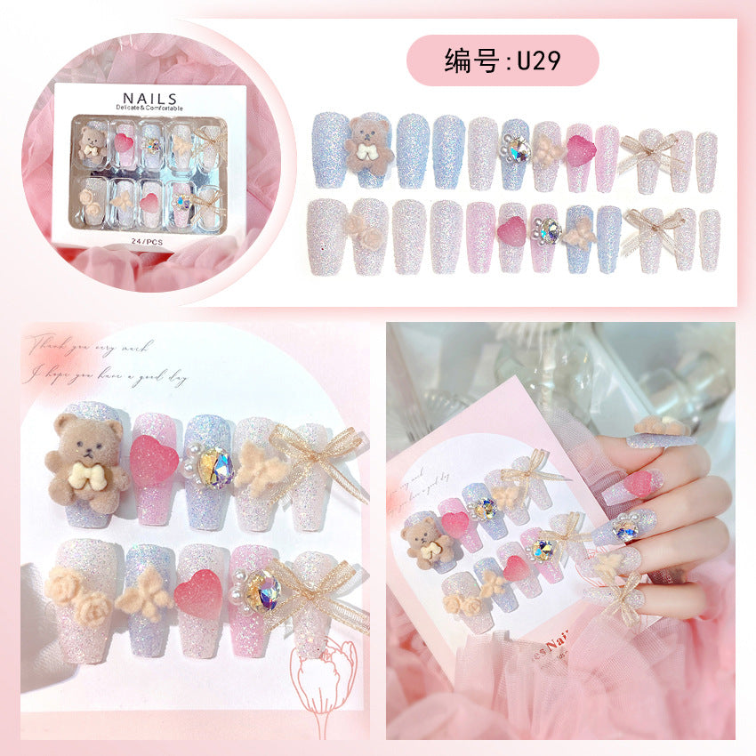Wholesale 24 Pieces/box Large Diamond Nail Patches Press-on Nails Kits Nail Stickers ACC-NS-DiNa004