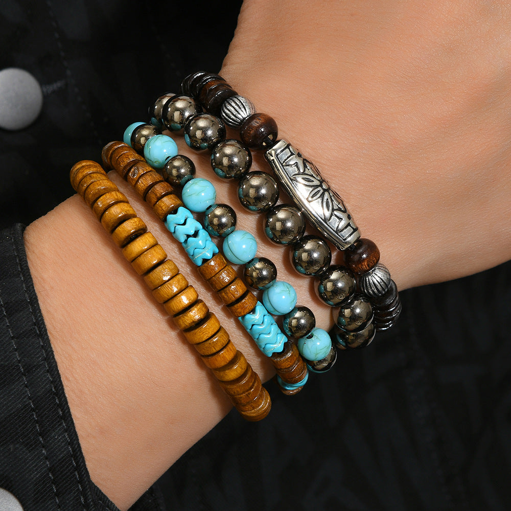 Wholesale Western-style multi-layered wooden bead bracelet
