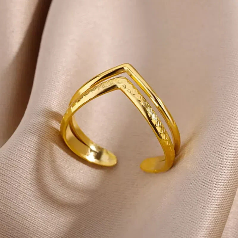 Wholesale Adjustable Stainless Steel Geometric Cross Ring