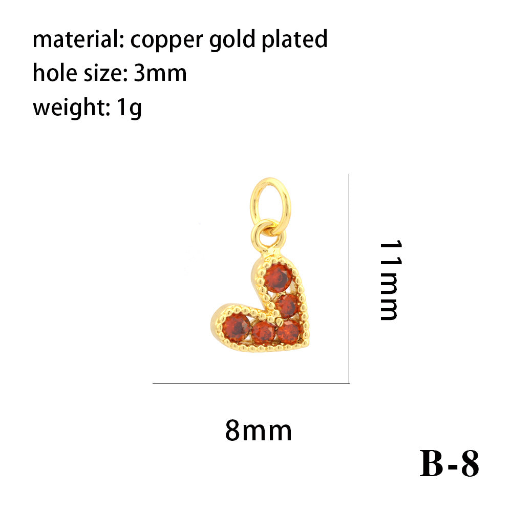 Wholesale 18K gold-plated color-preserving micro-inlaid zirconium heart-shaped pendant