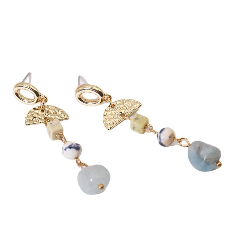 Wholesale handmade  geometric stone pendant ethnic style earrings