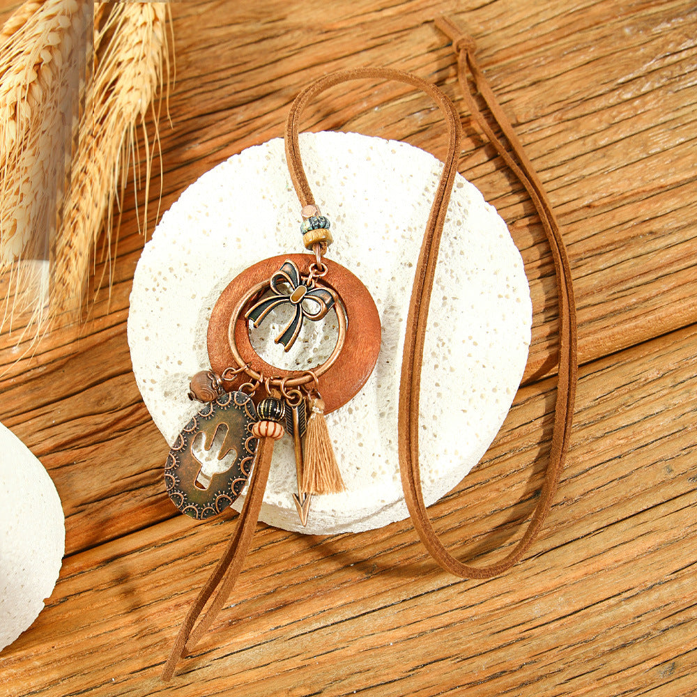 Wholesale Zinc Alloy Ethnic Style Necklace with Butterfly and Camellia Design Fashion Jewelry Accessory