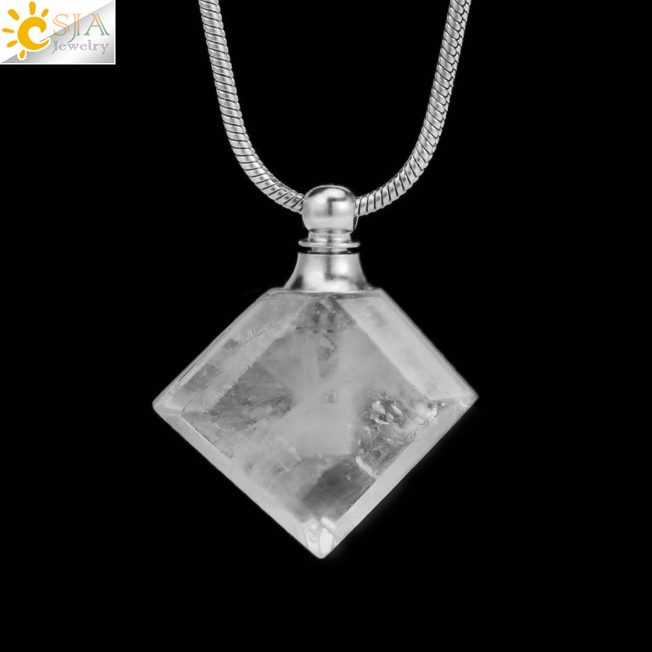 Wholesale Natural Stone Crystal Perfume Diffuser Small Pendant Necklace ACC-NE-HuaiShe004