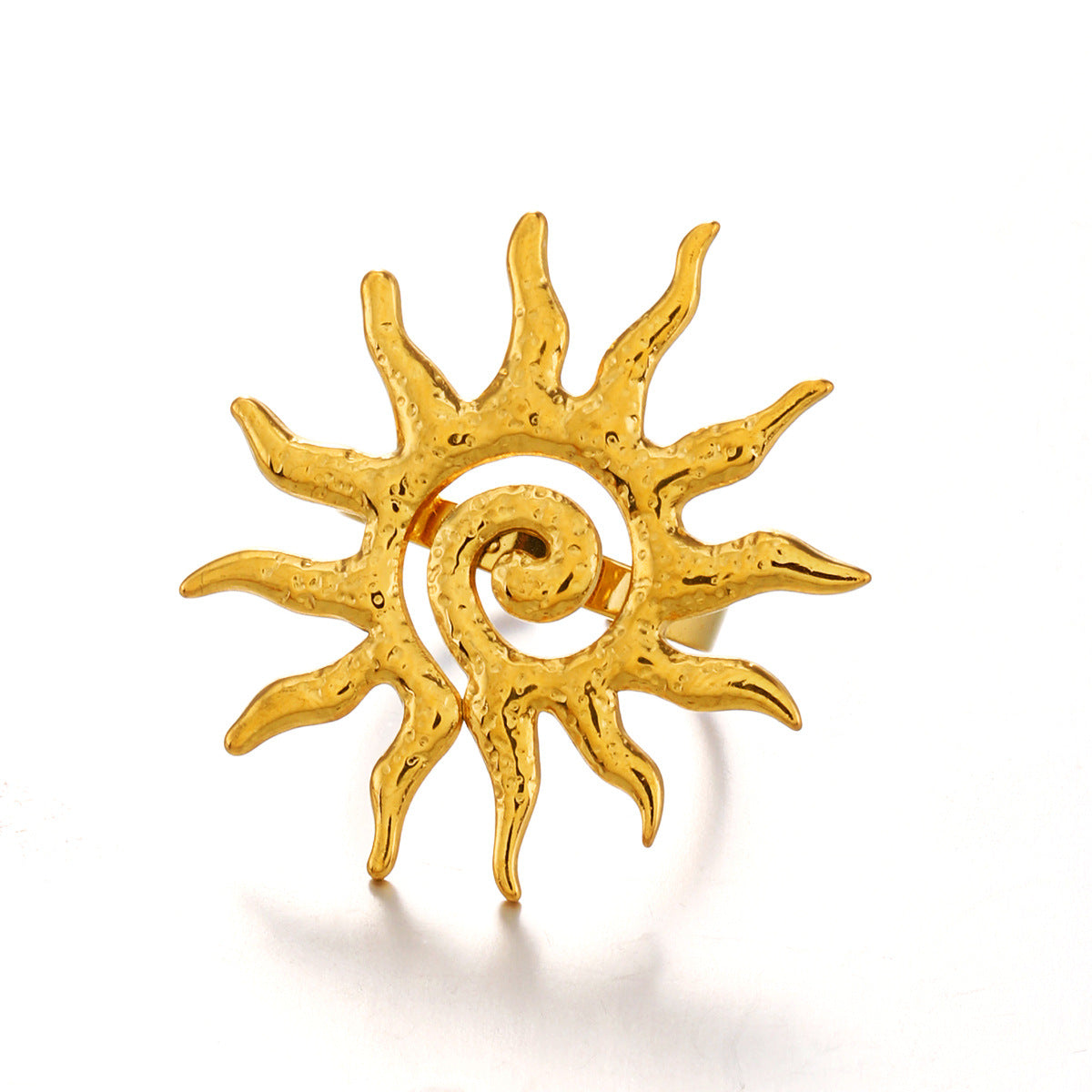 Wholesale Hip-Hop Retro Sun Ring - 18K Gold-Plated Stainless Steel Adjustable - Fashion Accessory for Everyday Wear