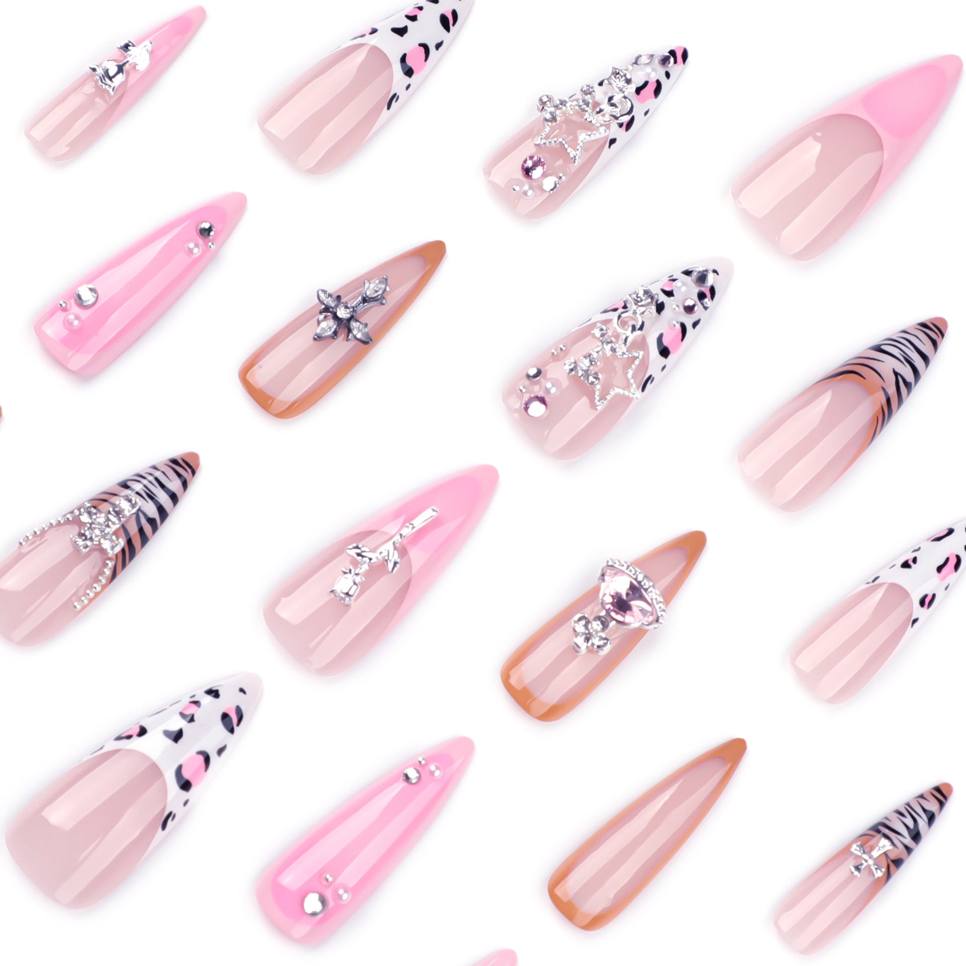 Wholesale 24 Pieces/box Leopard Zebra Nails Kits Nail Stickers