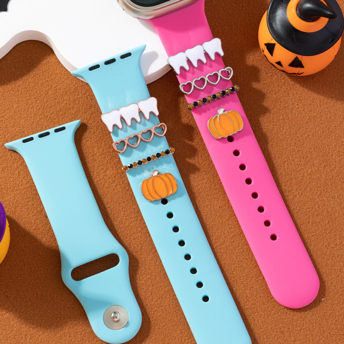 Wholesale New  Cartoon Style Oil-Drip DIY Accessories Suitable for Apple and Samsung Silicone Watch Bands Decoration Rings Cross-Border