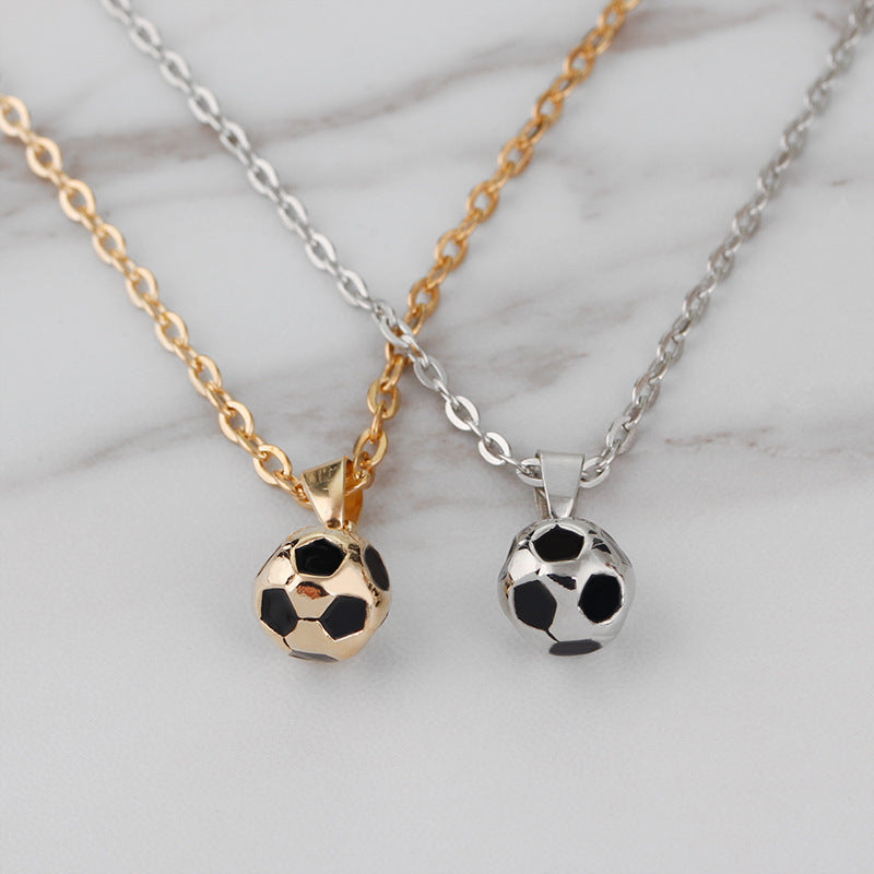 Wholesale football sports series alloy paint round football necklace