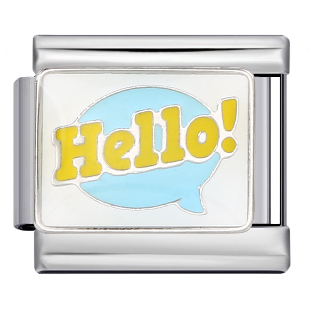 Wholesale Italian Charm Bracelet 9mm DIY Splicing Removable Color English Stainless Steel Composable Bracelet