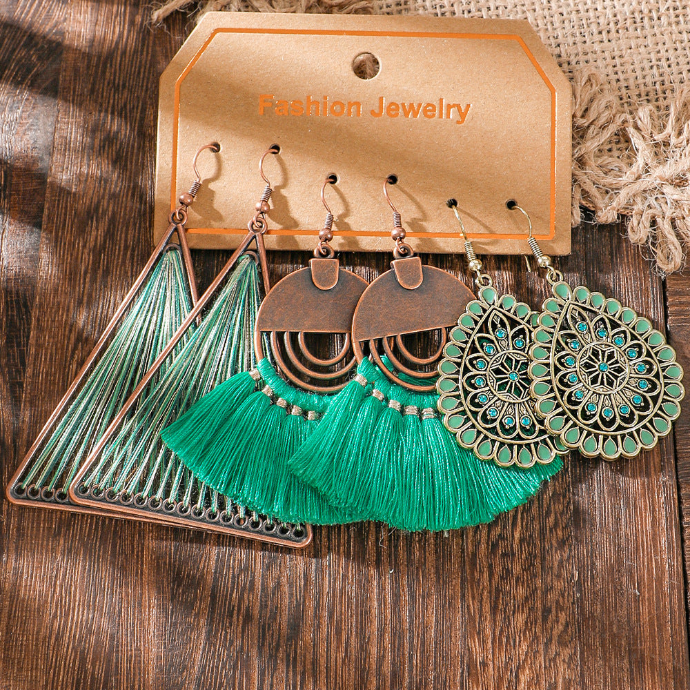 Wholesale Bohemian Colorful Tassel Earring Set Retro Ethnic Party Wear Fashion Accessory
