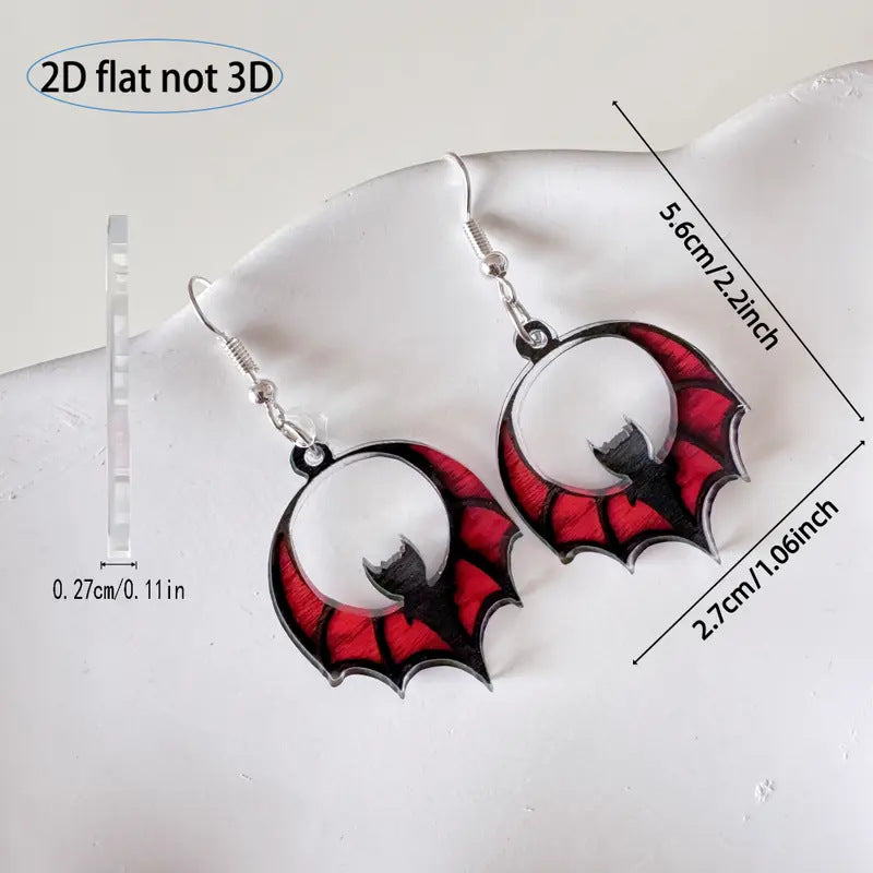 Wholesale Halloween Bat Acrylic Red Round Earrings