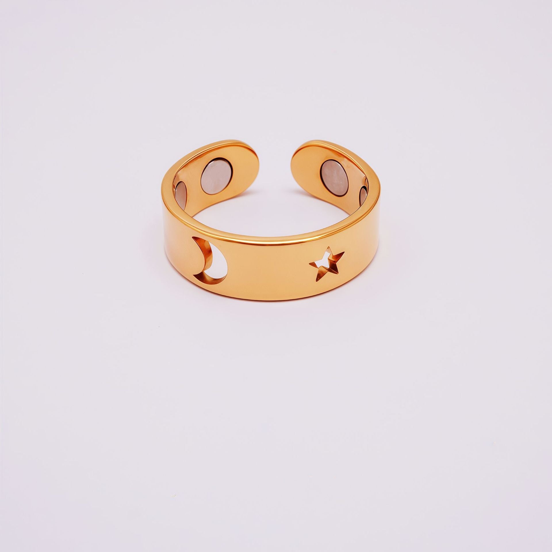 Wholesale Star and Moon Magnetic Ring Stainless Steel Gold Plated Fashion Accessory for Resale