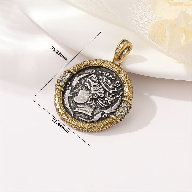 Wholesale Copper Greek Roman Retro Figure Pendant Necklace Fashion Accessory for Boutique Resale