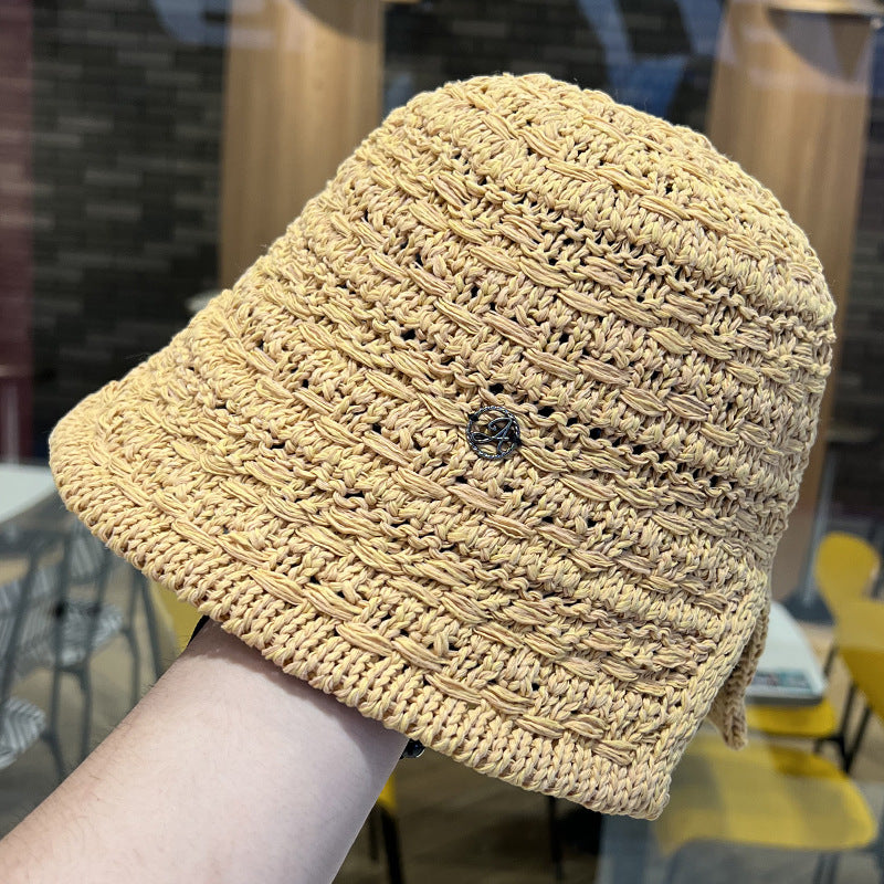 Wholesale  woven hollow travel split sun hat fisherman hat bucket hat