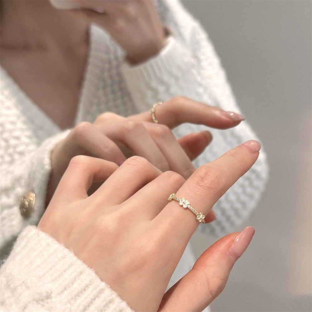 Wholesale Enamel Drip Butterfly Ring Mother-of-pearl Diamond Open Ring ACC-RS-Yues001