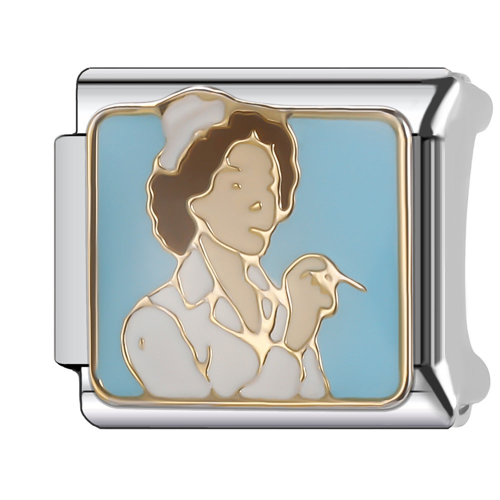 Wholesale Italian Charm Bracelet 9mm DIY Splicing Stainless Steel Creative Pattern Composable Bracelet