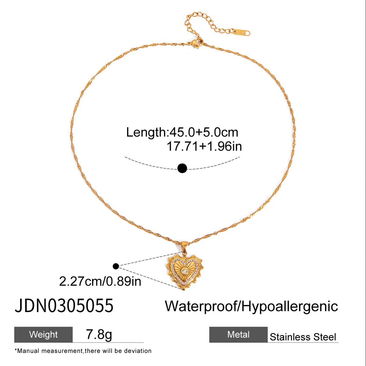 Wholesale Chic Heart Necklace Stainless Steel European Style Electroplated Jewelry for Women Gift Boutique Resale