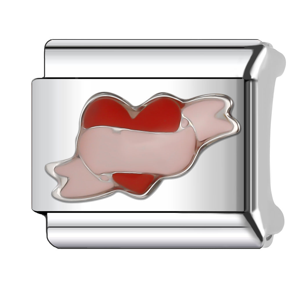 Wholesale Italian Charm Bracelet 9mm DIY Splicing Red Series Stainless Steel Composable Bracelet