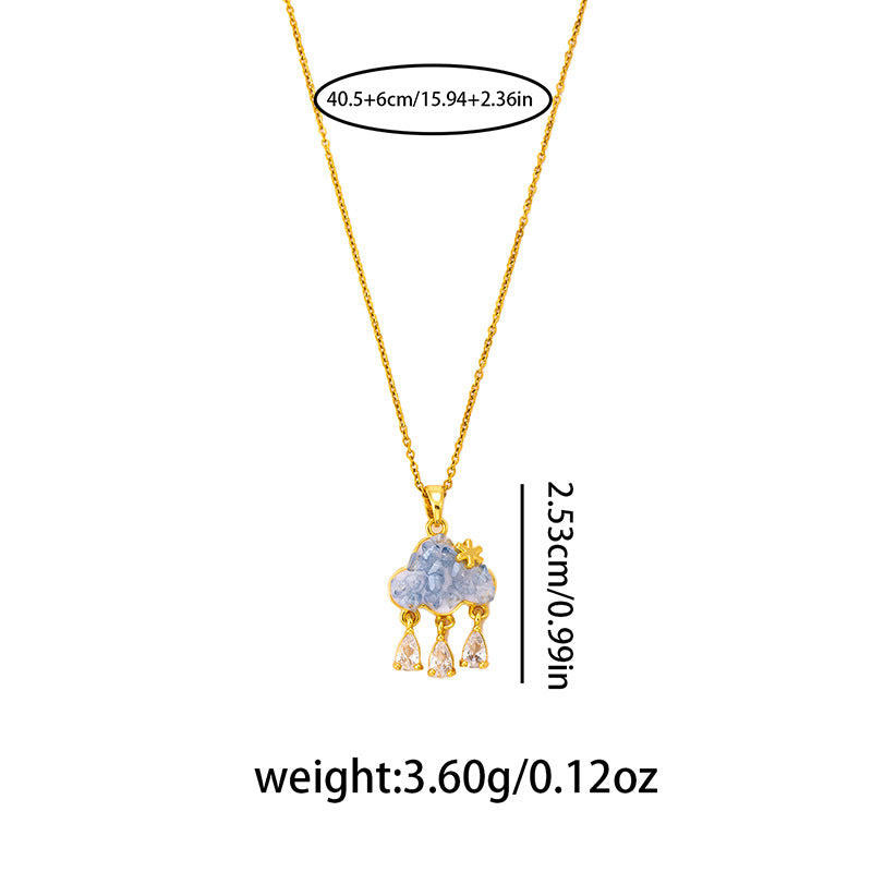 Wholesale Blue Cloud Tassel Zircon Necklace Fashion Accessory Gift