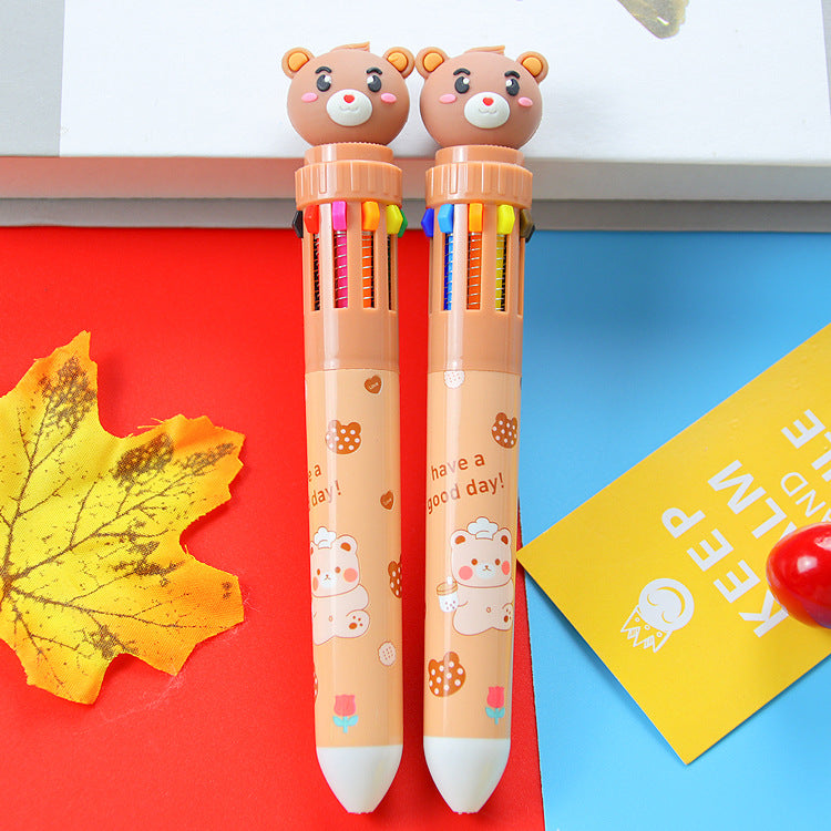 Wholesale Creative Bear Press ten color ballpoint pen