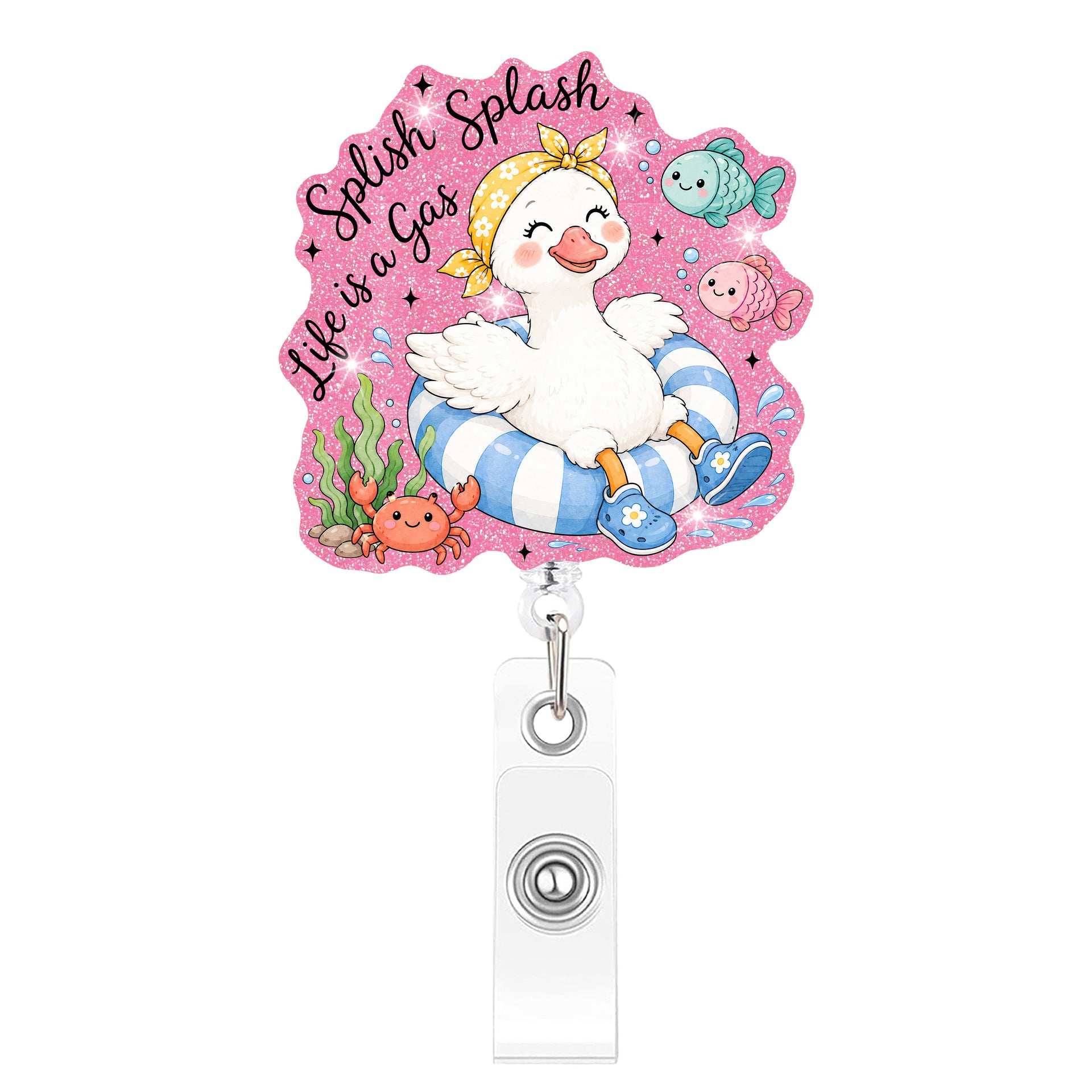 Wholesale Plastic Retractable Badge Clip Pink Goose Design Stylish Office ID Card Holder And Everyday Work Accessory