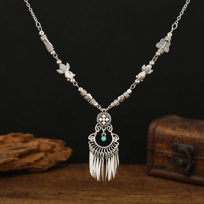 Wholesale Ethnic Style Tassel Vintage Necklace ACC-NE-Luox002