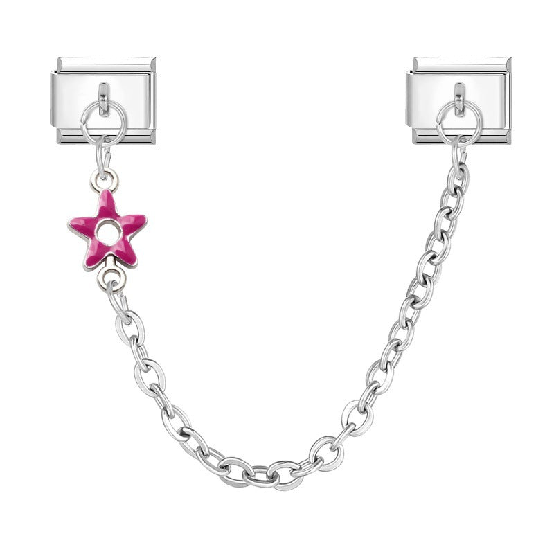 Wholesale 2PCS 9mm Italian Charm Starter Bracelets DIY Double Hanger flower Stainless Steel Composable Bracelet