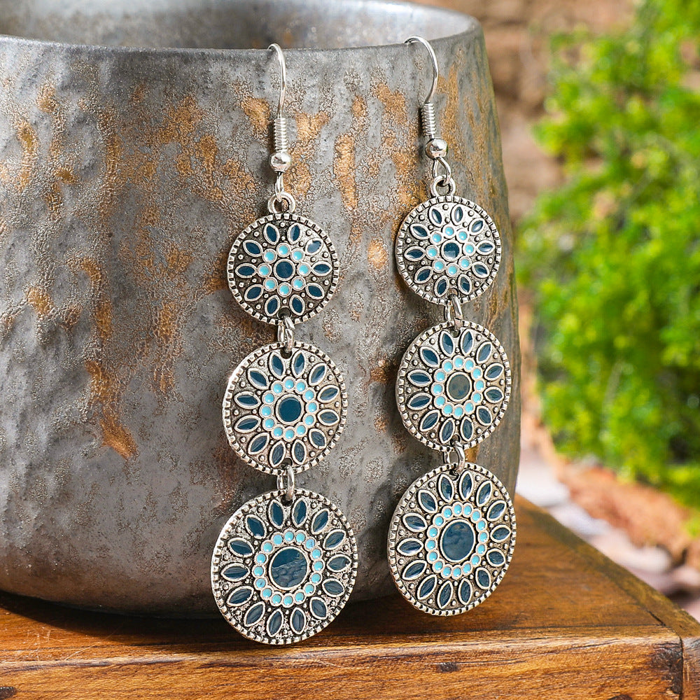 Wholesale Ethnic Style Colorful Oil Drop Long Earrings - Fashion Accessory for Party Wear