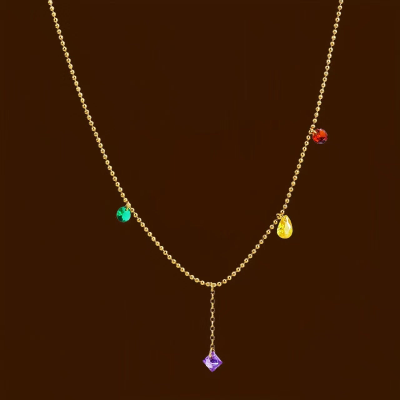 Wholesale Real Gold Plated Titanium Steel Turquoise Necklace,  Light Luxury Style Fashion Accessory
